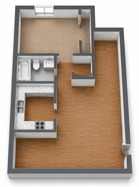 Floor plan for 1 bed, 1 bath, 575 sqft